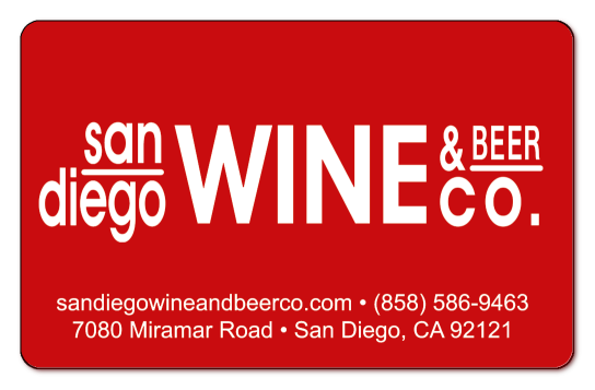 san diego wine company white text logo on a solid red background